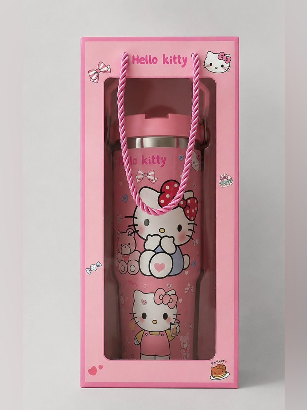Hello Kitty Pink Insulated Tumbler Gift Set with Box